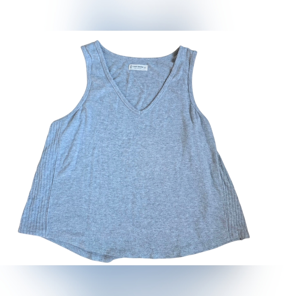 Lucky Brand Super Soft Gray Sweater Vest Ribbed Sides Size XXL